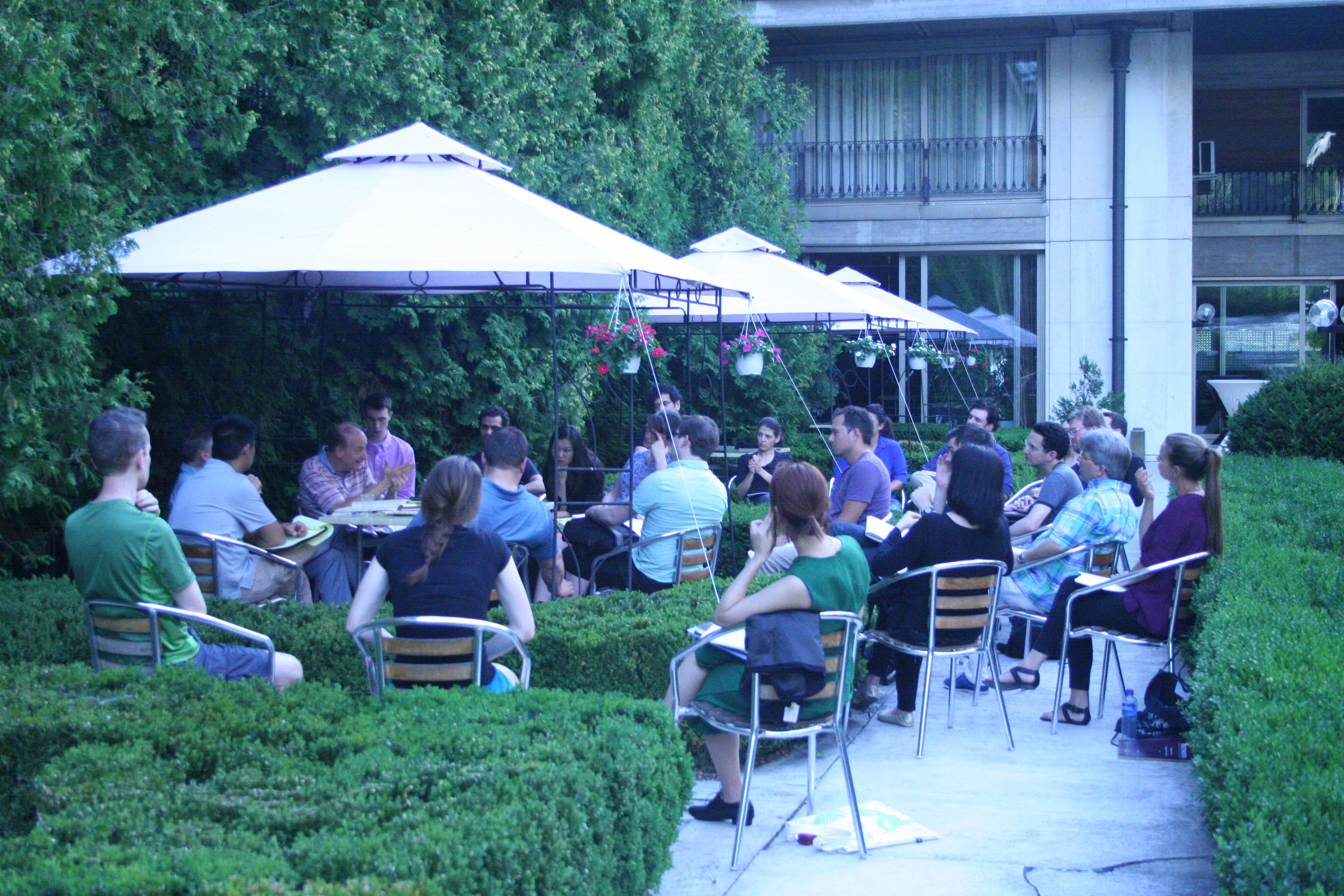 Group Study in the English Courtyard